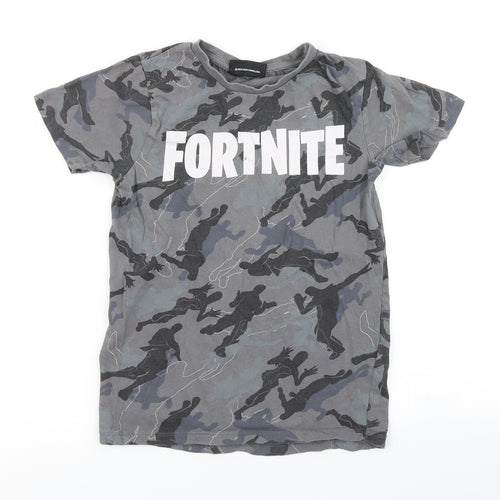 Pep & Co Boys Grey Camouflage  Basic T-Shirt Size S  - Fortnite