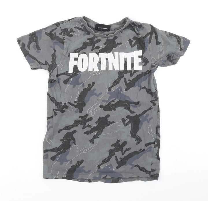 Pep & Co Boys Grey Camouflage  Basic T-Shirt Size S  - Fortnite