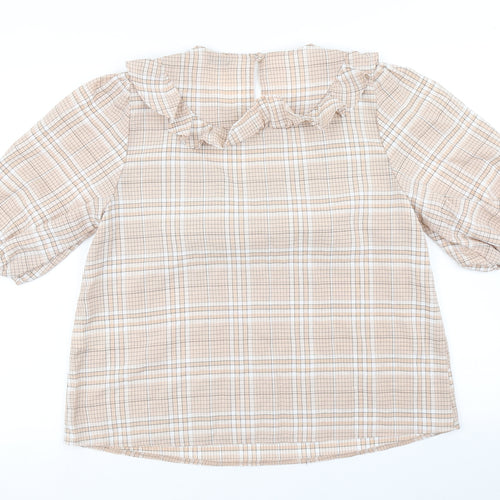 Papaya Womens Brown Plaid  Basic Blouse Size 12