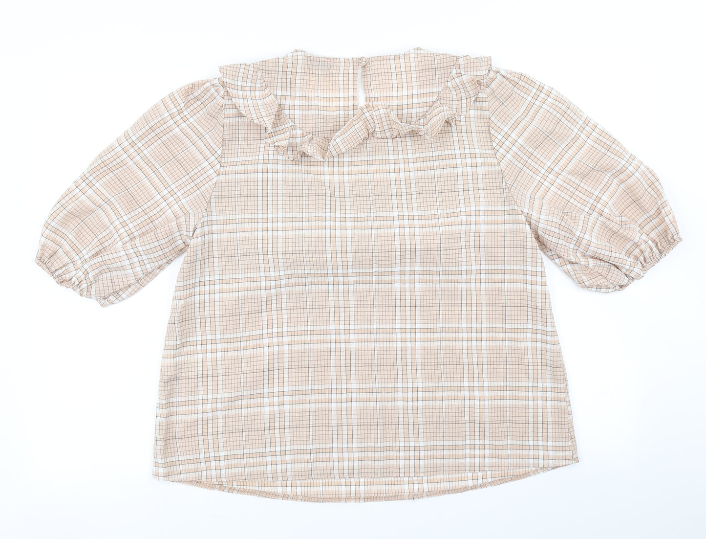 Papaya Womens Brown Plaid  Basic Blouse Size 12