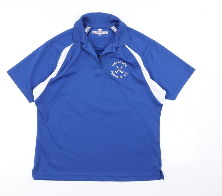 Deluxe Wicking Polo Womens Blue Basic Polo Size XL