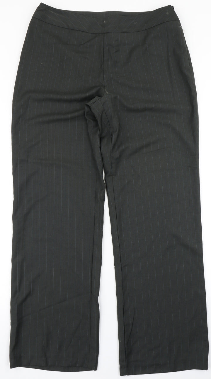 Klass Womens Green Striped Dress Pants Trousers Size 14 L29 in