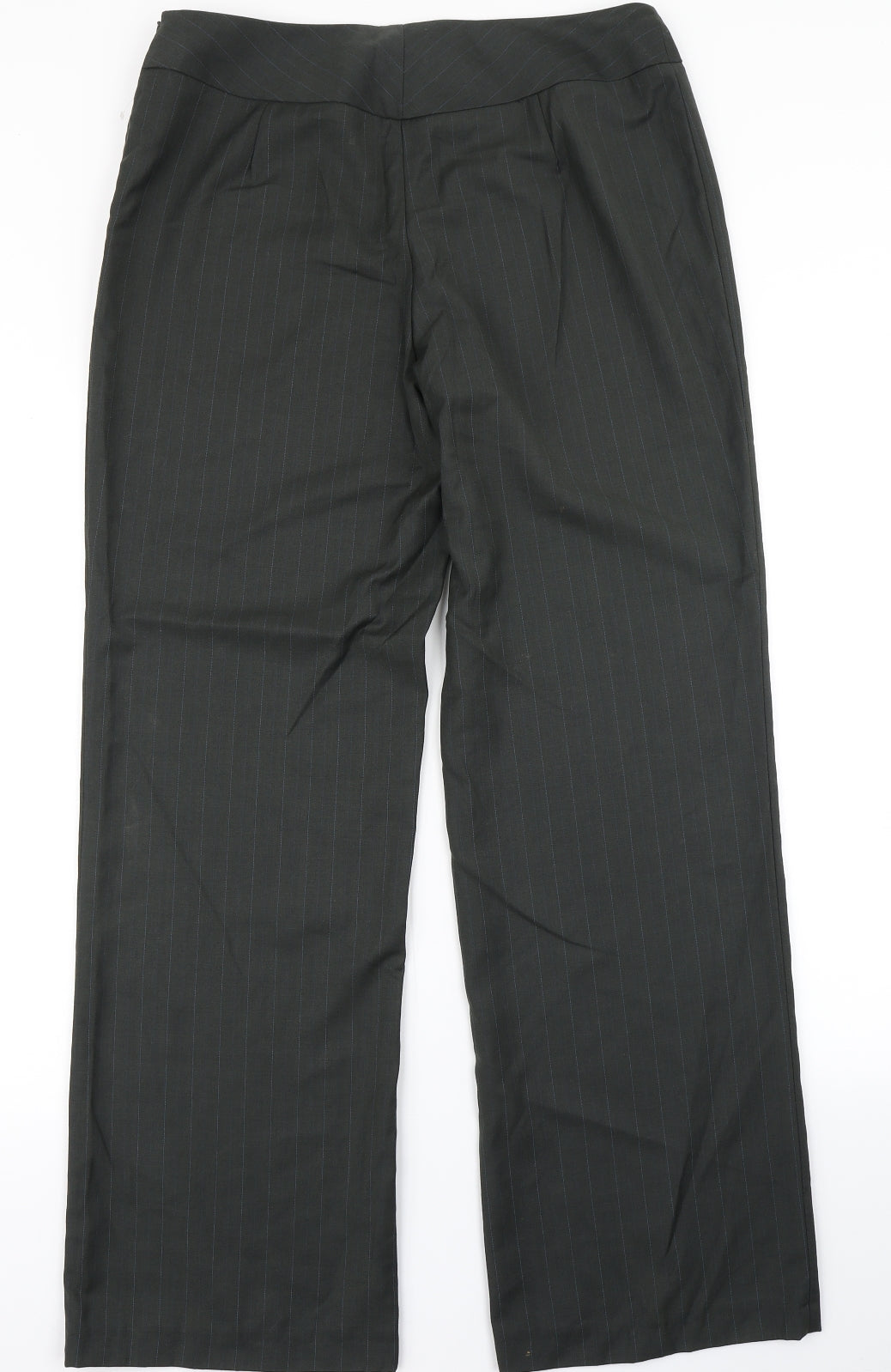 Klass Womens Green Striped  Dress Pants Trousers Size 14 L29 in