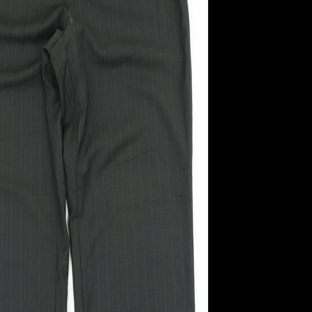 Klass Womens Green Striped  Dress Pants Trousers Size 14 L29 in