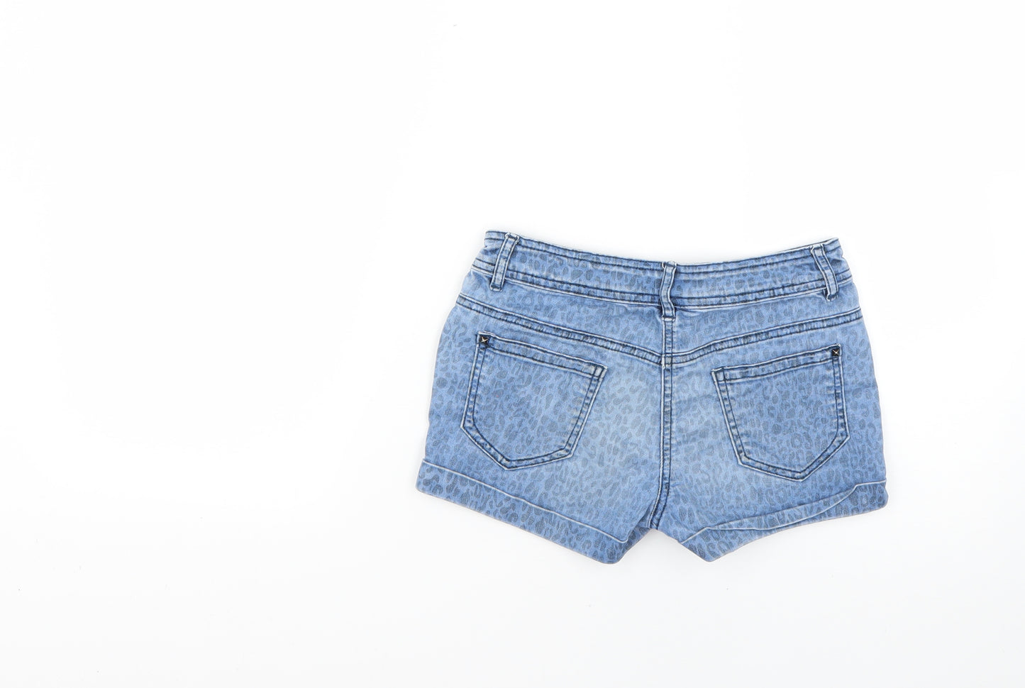 F&F Girls Blue Animal Print  Cut-Off Shorts Size 8-9 Years