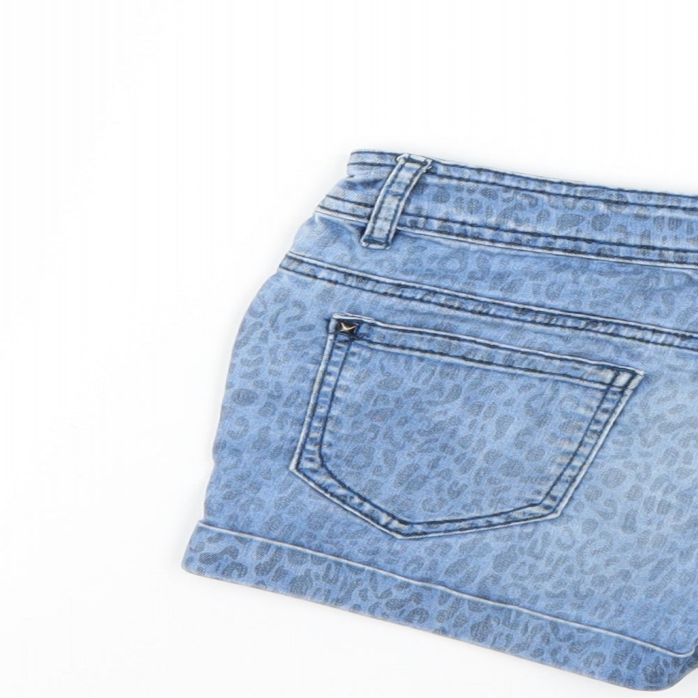 F&F Girls Blue Animal Print  Cut-Off Shorts Size 8-9 Years