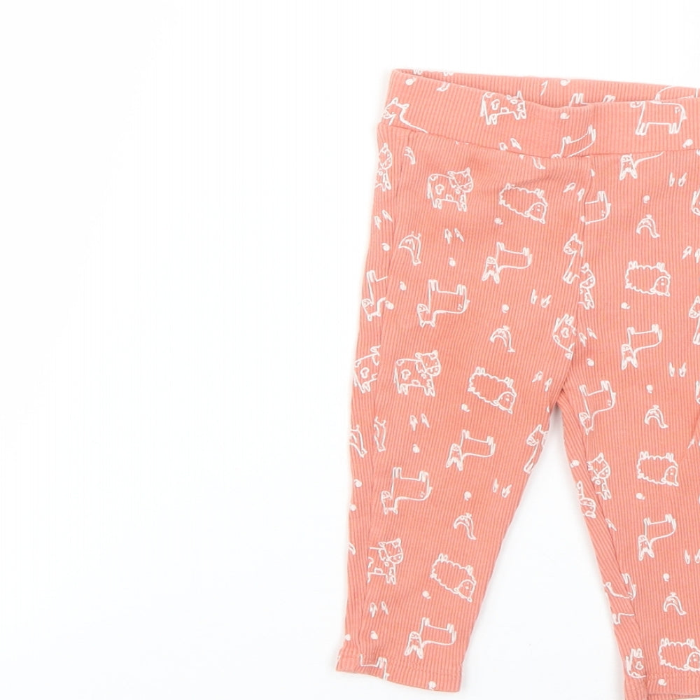 Primark Baby Orange Geometric  Cropped Leggings Size 6-9 Months