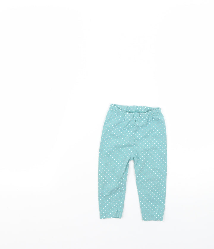 Nutmeg Baby Blue Polka Dot Cropped Leggings Size 6-9 Months
