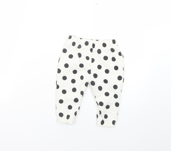 Primark Baby White Polka Dot  Jogger Trousers Size 6-9 Months