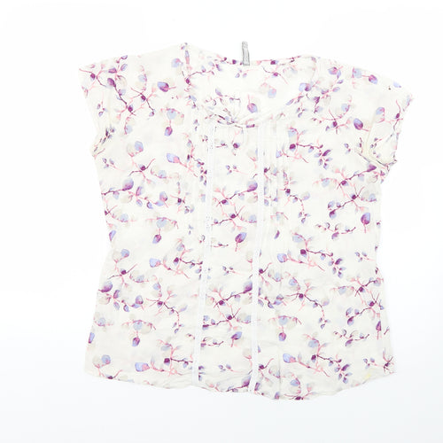 Lee Cooper Womens White Floral  Basic Blouse Size M