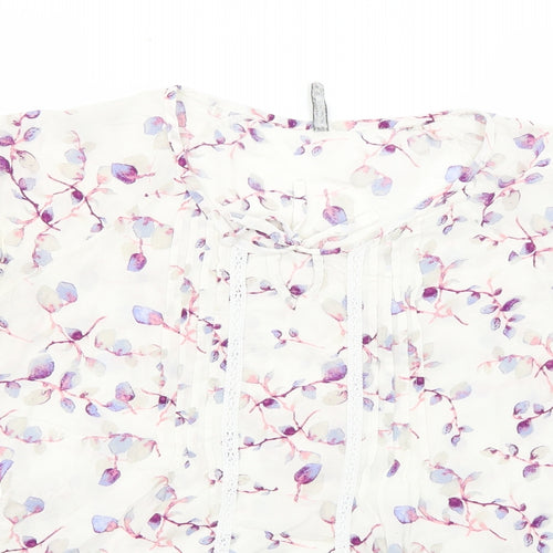 Lee Cooper Womens White Floral  Basic Blouse Size M