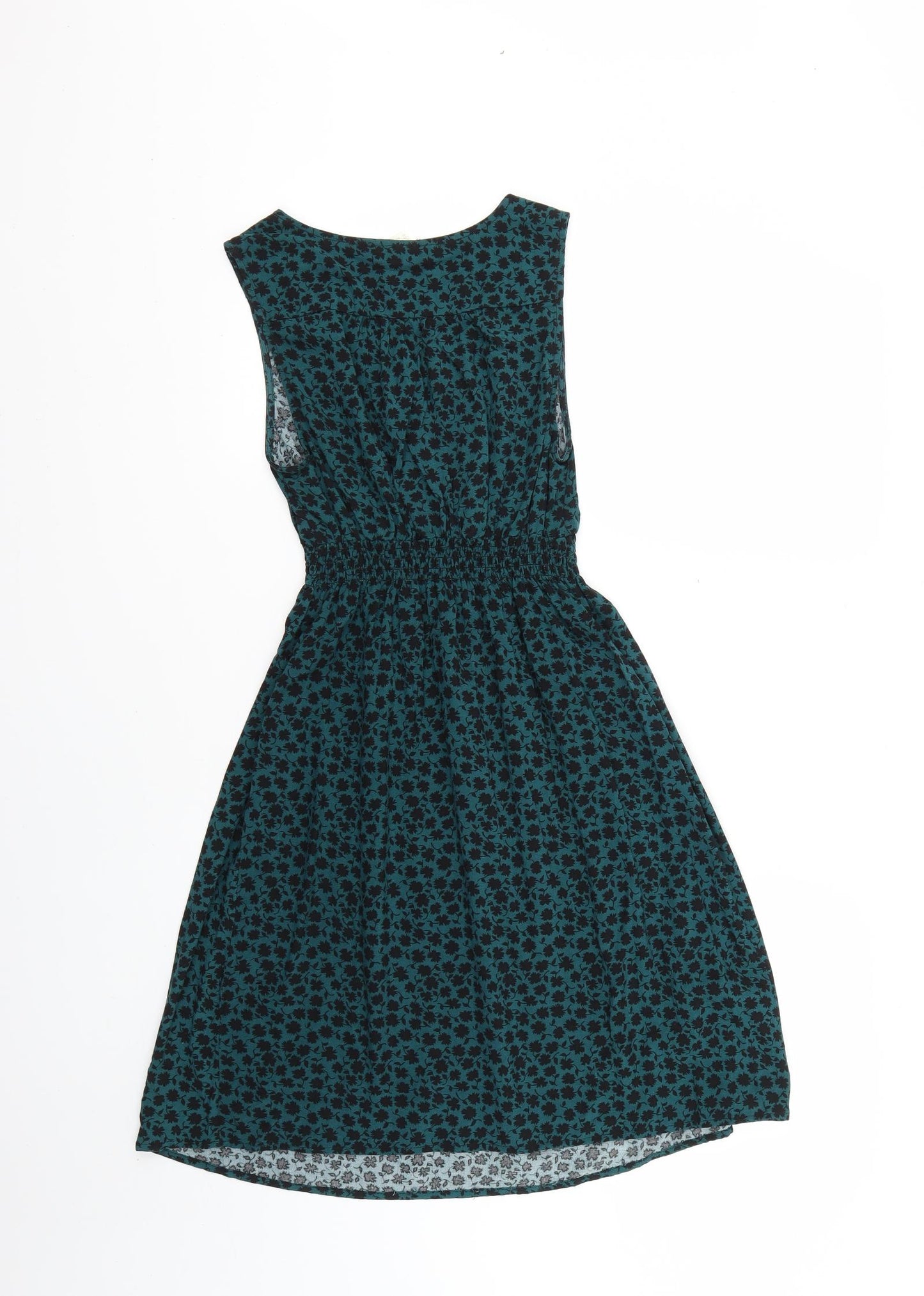 H&M Womens Green Animal Print  Fit & Flare  Size XS