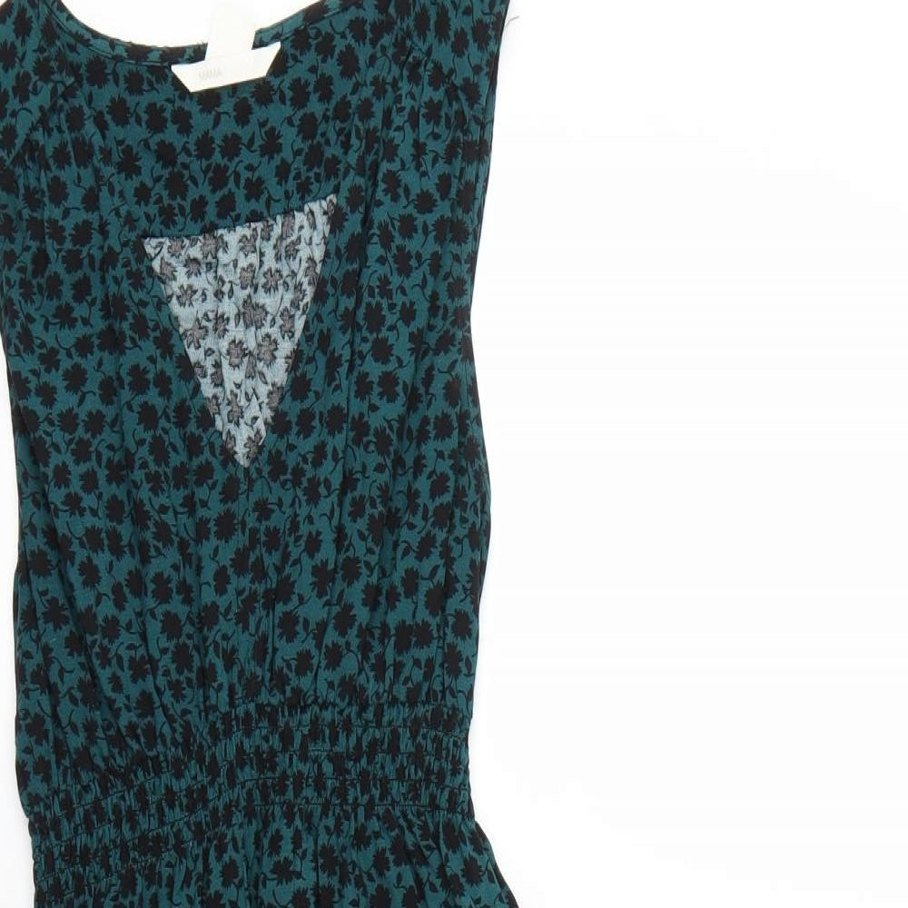 H&M Womens Green Animal Print  Fit & Flare  Size XS