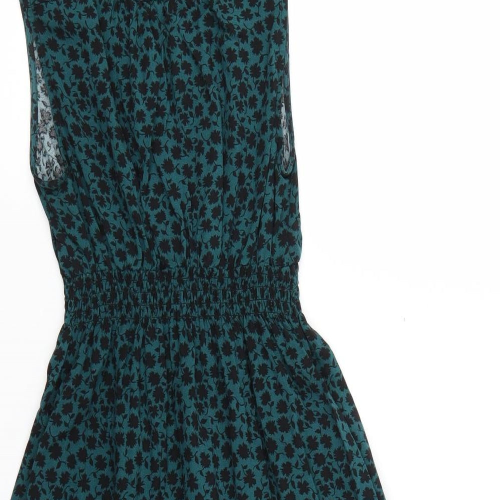 H&M Womens Green Animal Print  Fit & Flare  Size XS