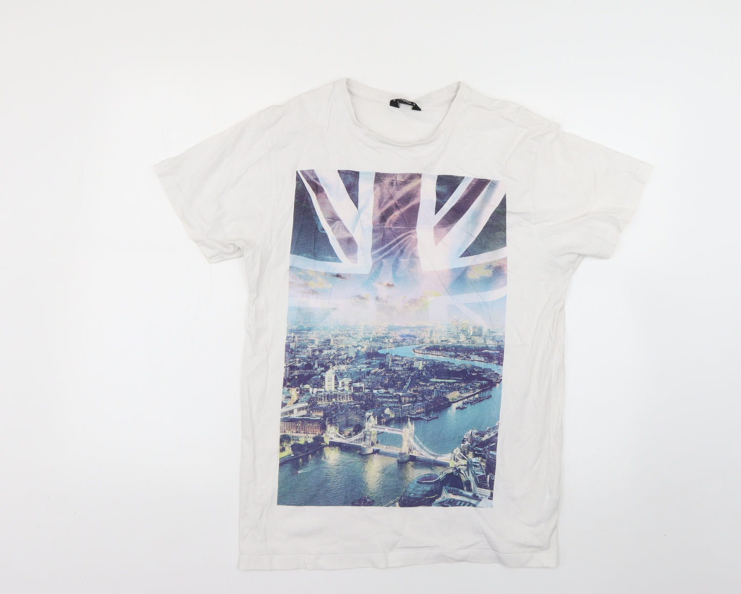 Cedar Wood State Mens White Geometric   T-Shirt Size M