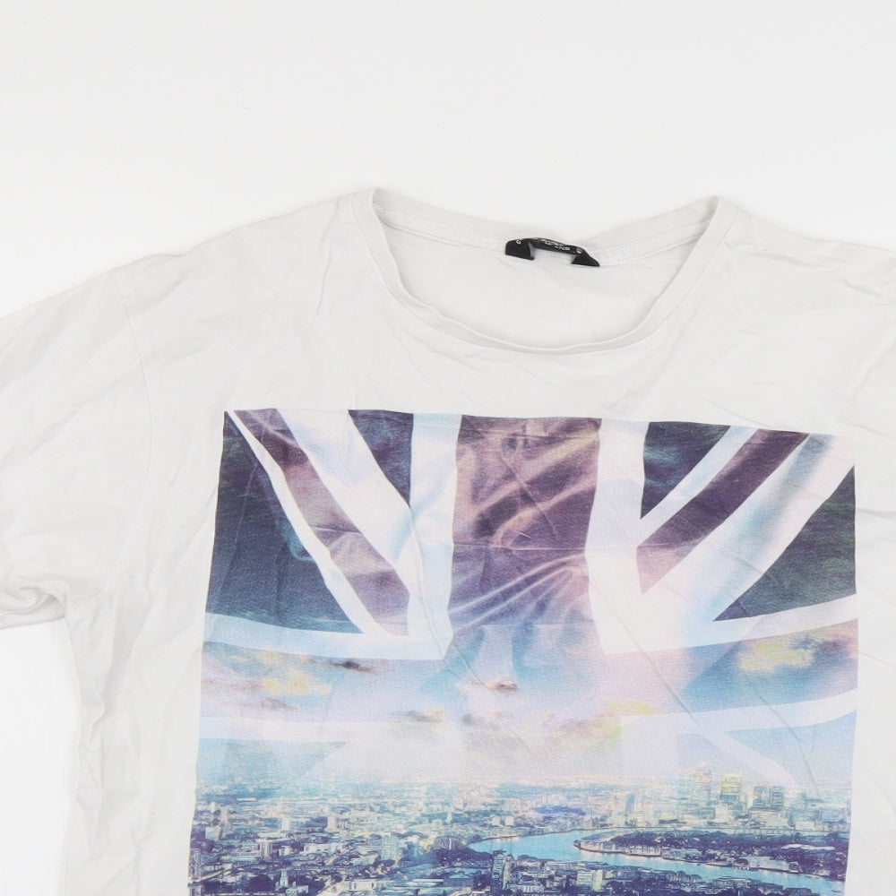 Cedar Wood State Mens White Geometric   T-Shirt Size M
