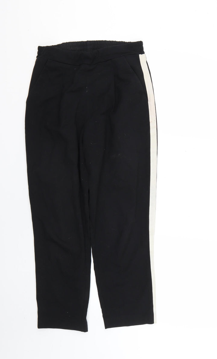 Stradivarius Womens Black Striped Cropped Trousers Size S L22 in