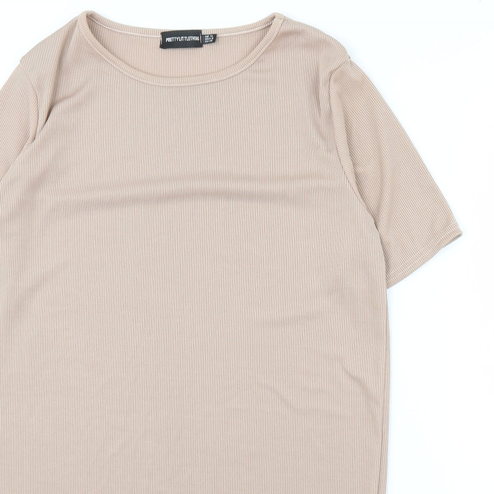 PRETTYLITTLETHING Womens Beige   T-Shirt Dress  Size 12