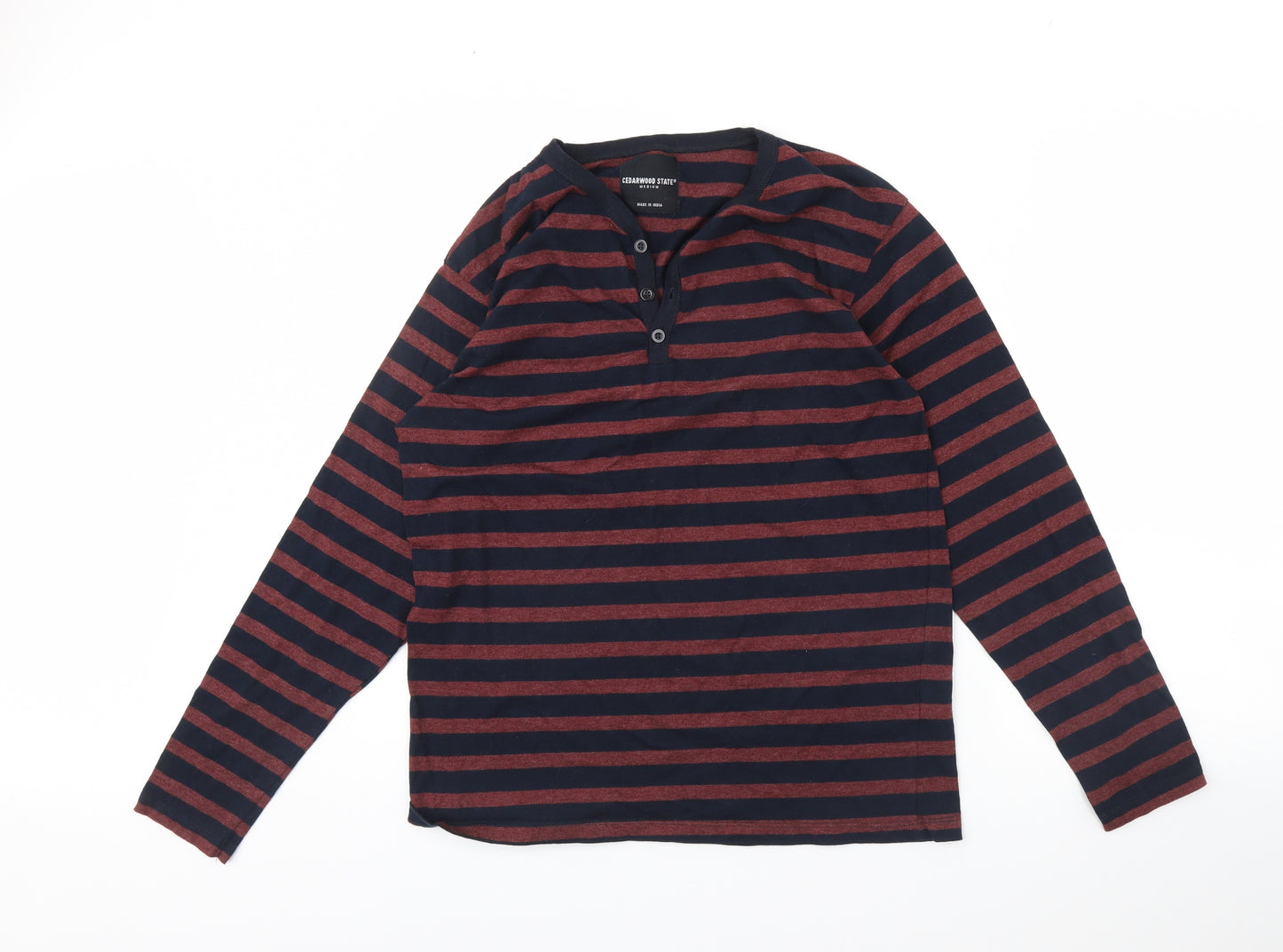 Cedar Wood State Mens Blue Striped   T-Shirt Size M