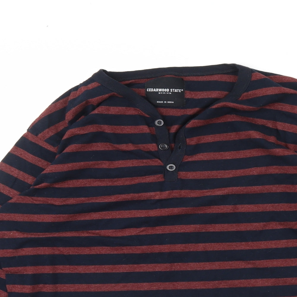 Cedar Wood State Mens Blue Striped   T-Shirt Size M