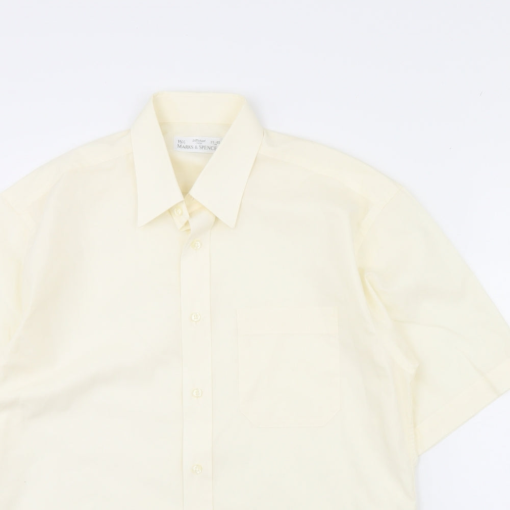 M&s Mens Ivory    Dress Shirt Size 15.5