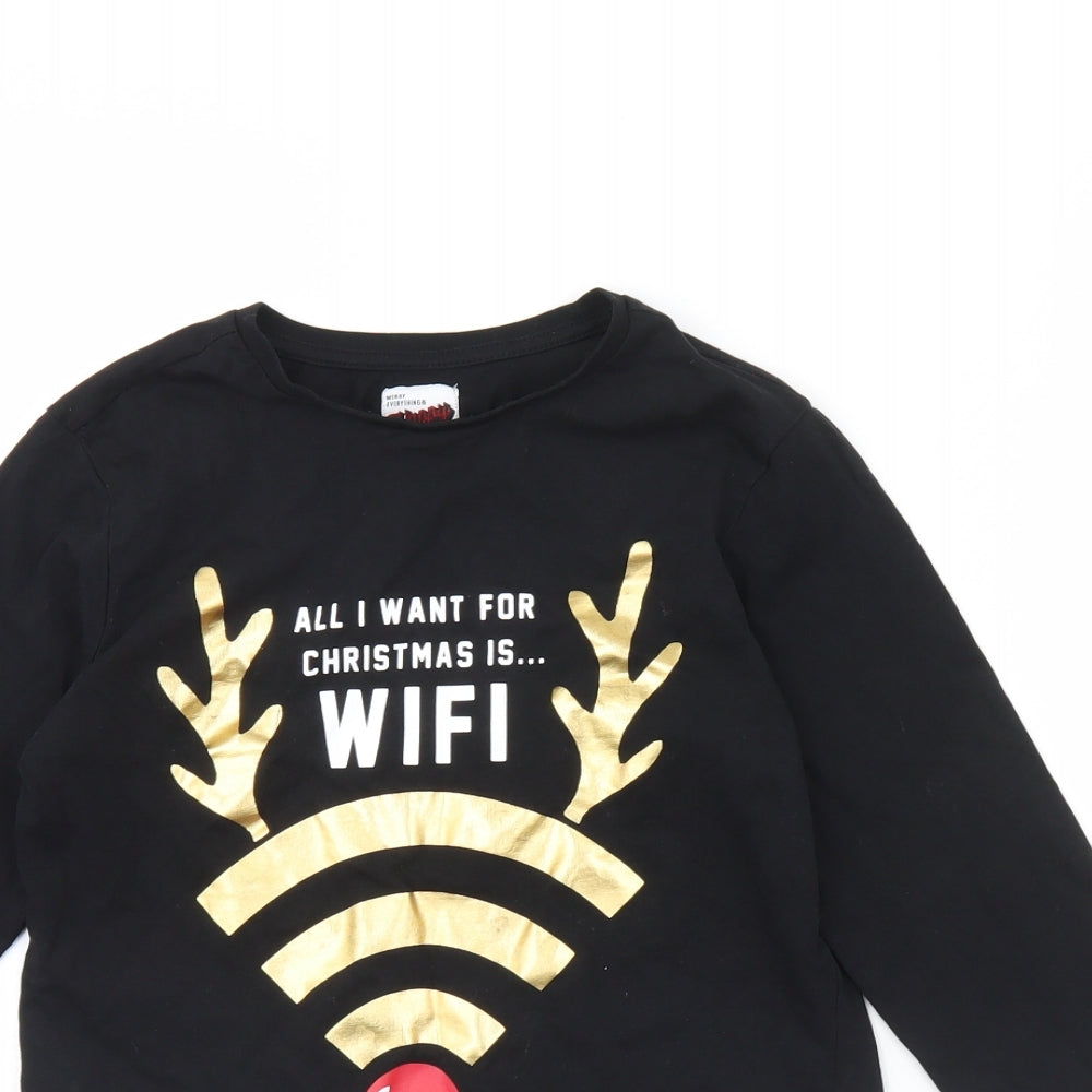 George Boys Black Solid   Pyjama Top Size 9 Years  - Christmas