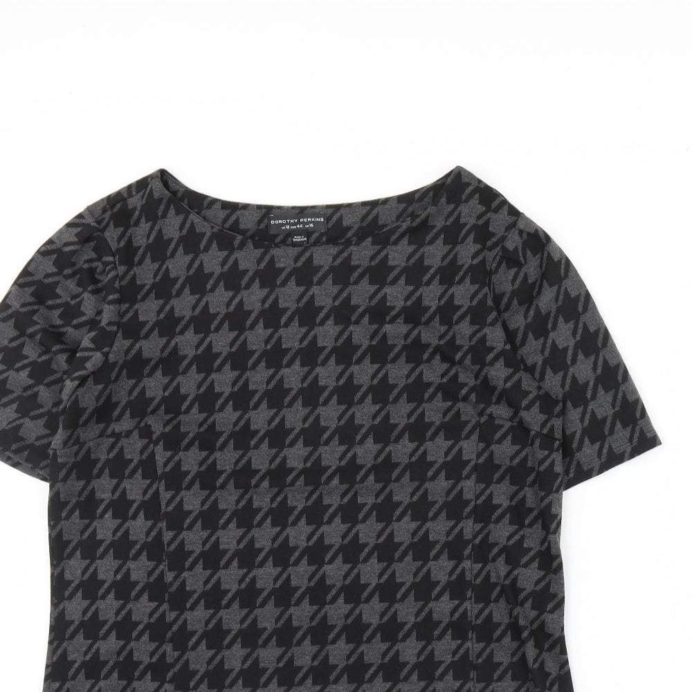 Dorothy Perkins Womens Black Herringbone  Jumper Dress  Size 16