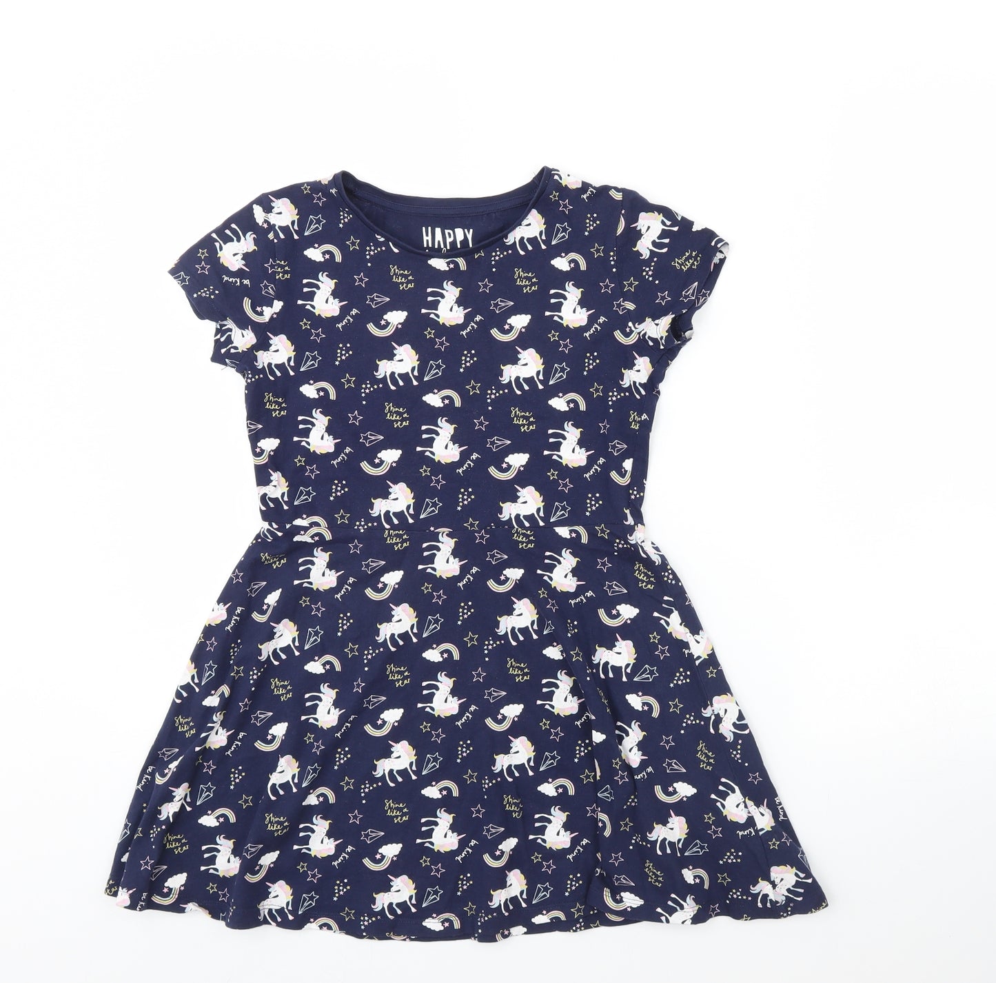 F&F Girls Blue Animal Print  Fit & Flare  Size 10 Years  - Unicorn