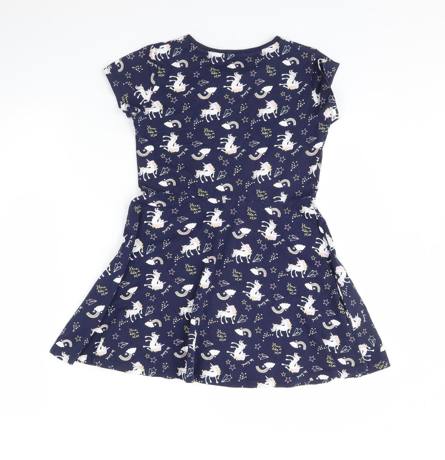 F&F Girls Blue Animal Print  Fit & Flare  Size 10 Years  - Unicorn