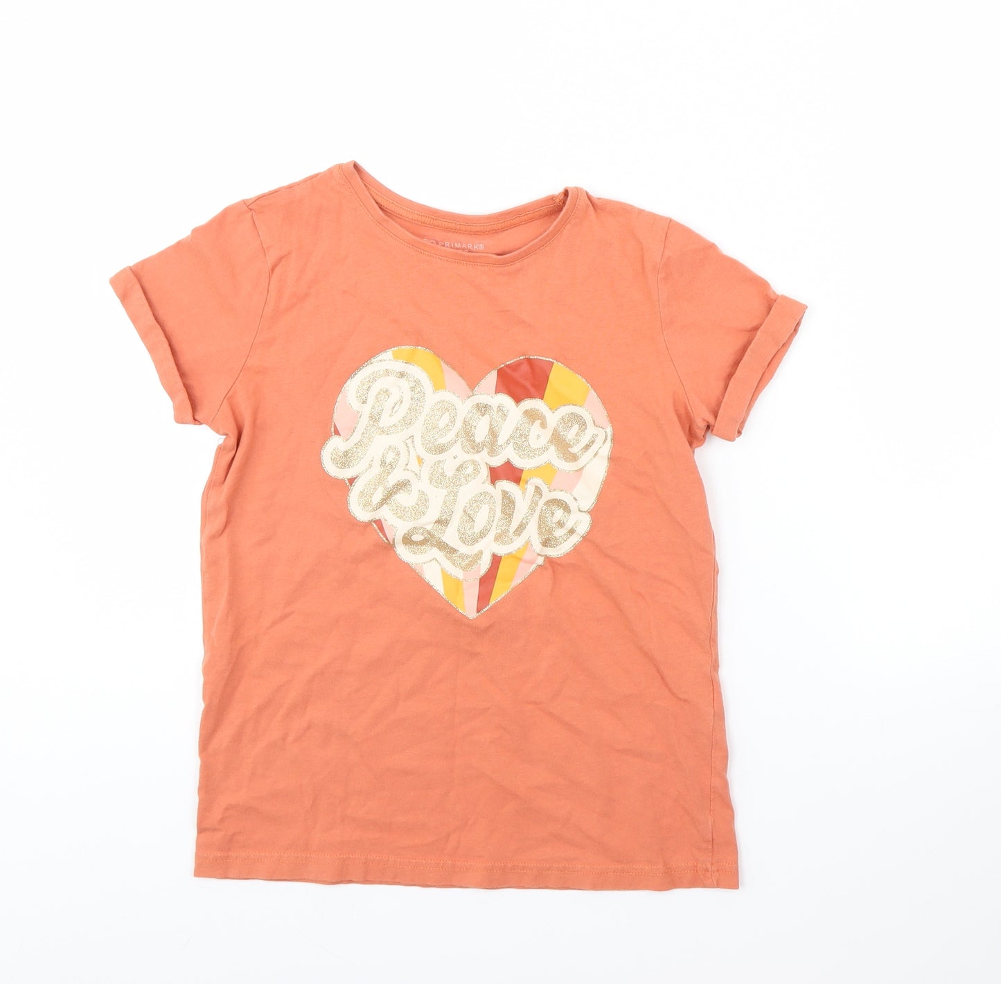 Primark Girls Orange   Basic T-Shirt Size 11 Years