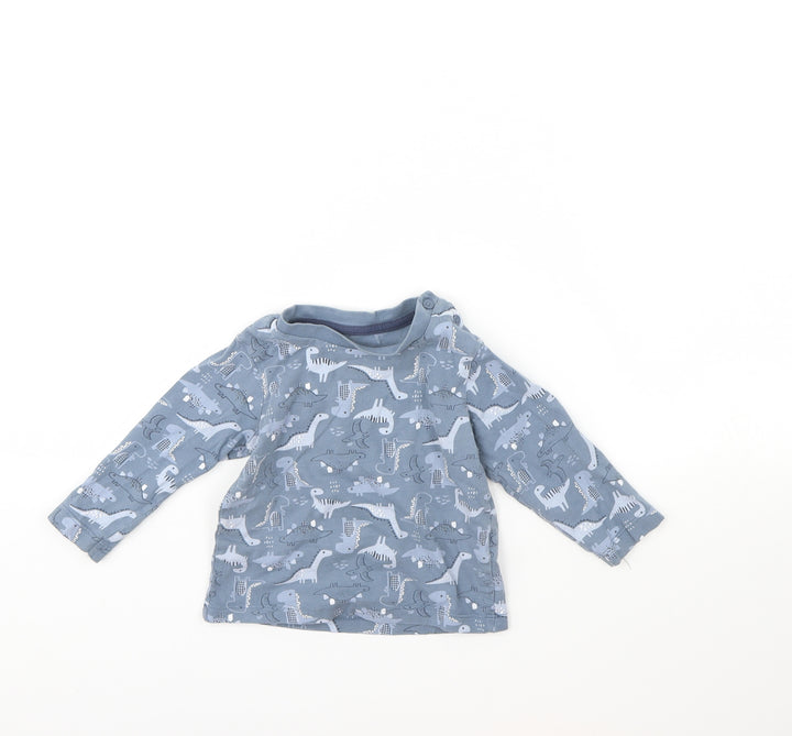 Preworn Baby Blue Animal Print  Basic T-Shirt Size 12 Months