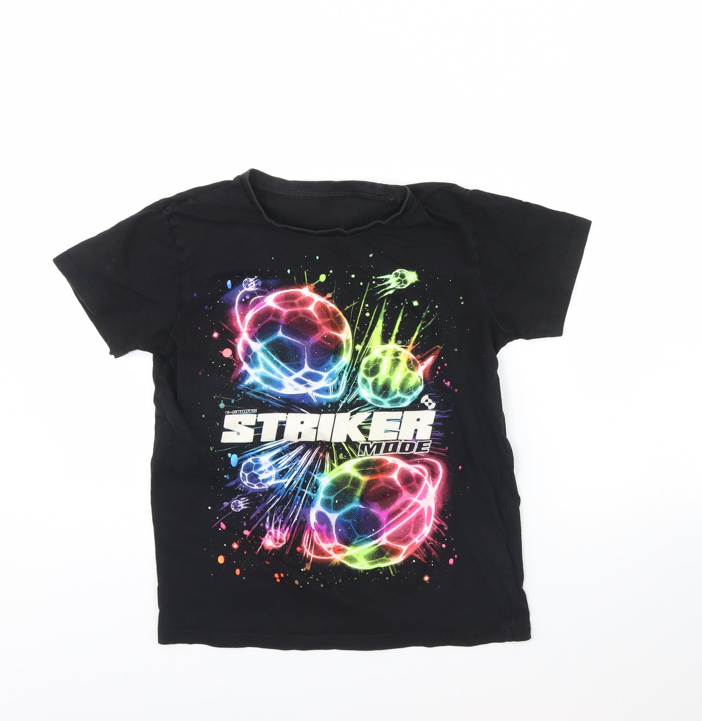 Preworn Boys Black   Basic T-Shirt Size 12 Years  - Football