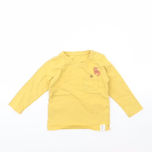 M&s Girls Yellow   Basic T-Shirt Size 12 Months
