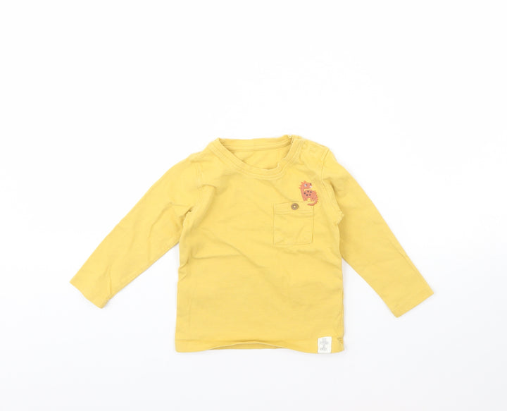 M&s Girls Yellow Basic T-Shirt Size 12 Months
