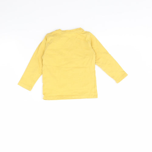 M&s Girls Yellow   Basic T-Shirt Size 12 Months