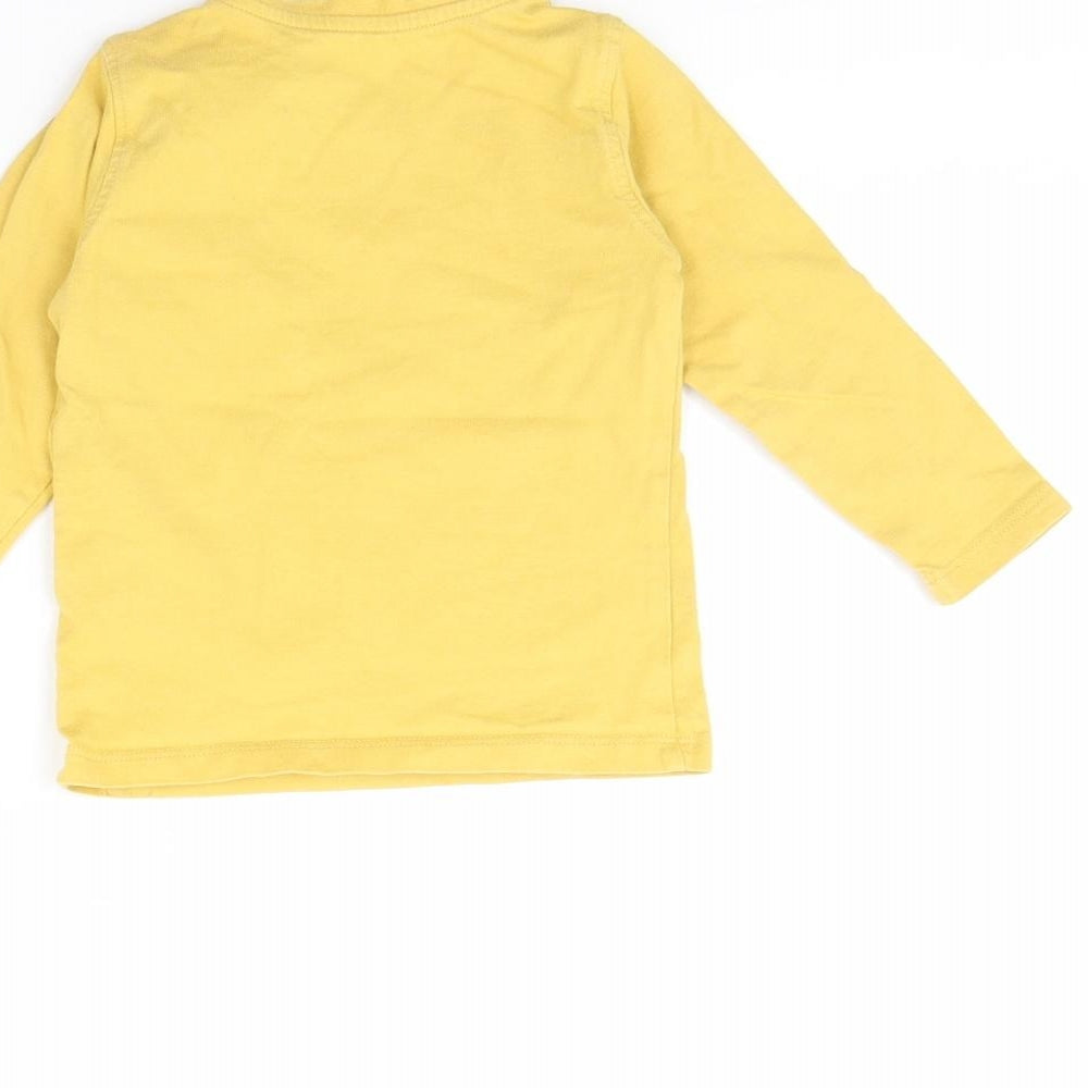 M&s Girls Yellow   Basic T-Shirt Size 12 Months
