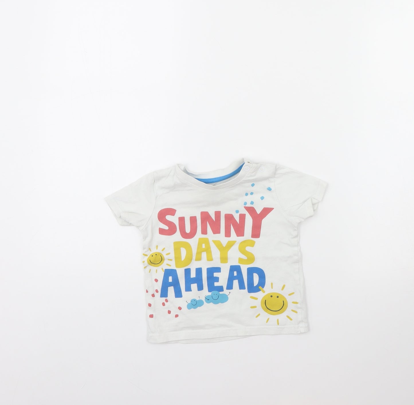 Fred & FLo Baby White   Basic T-Shirt Size 12 Months  - SUNNY