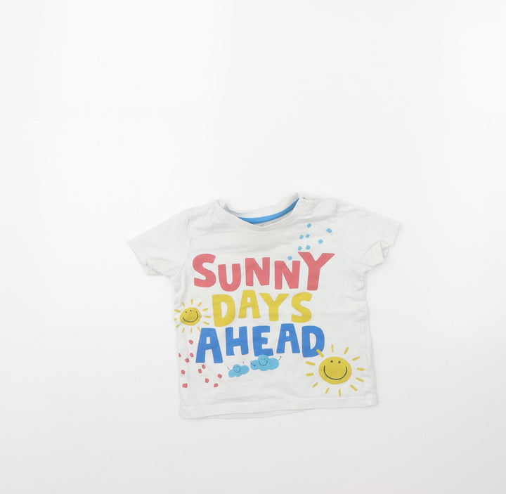 Fred & FLo Baby White   Basic T-Shirt Size 12 Months  - SUNNY
