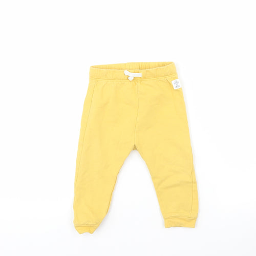 M&S Girls Yellow   Jogger Trousers Size 12 Months