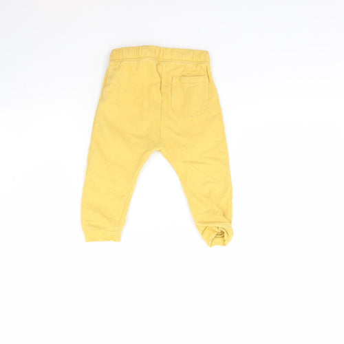 M&S Girls Yellow   Jogger Trousers Size 12 Months