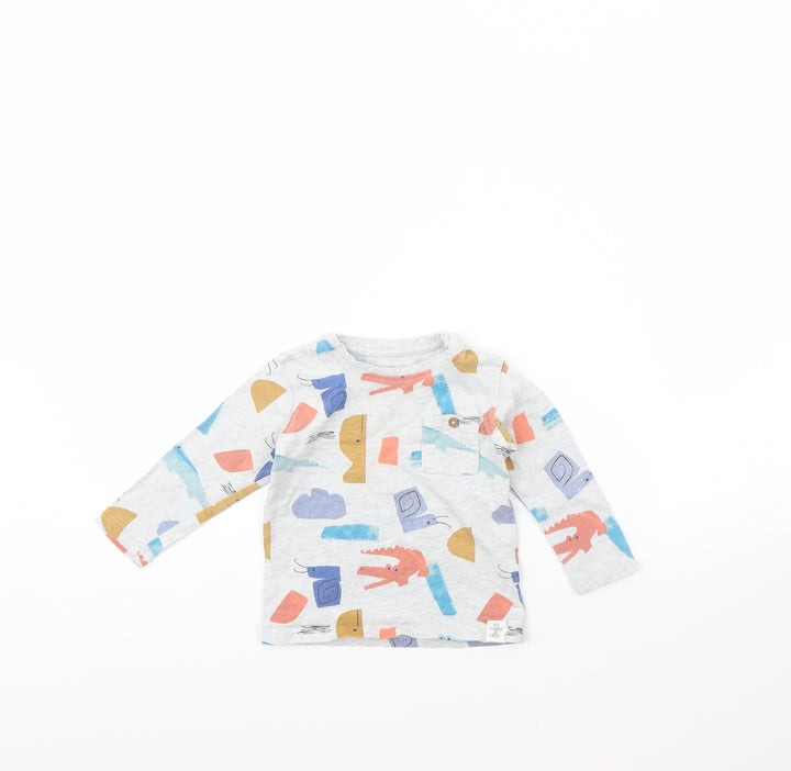 M&s Girls Grey Geometric Basic T-Shirt Size 12 Months