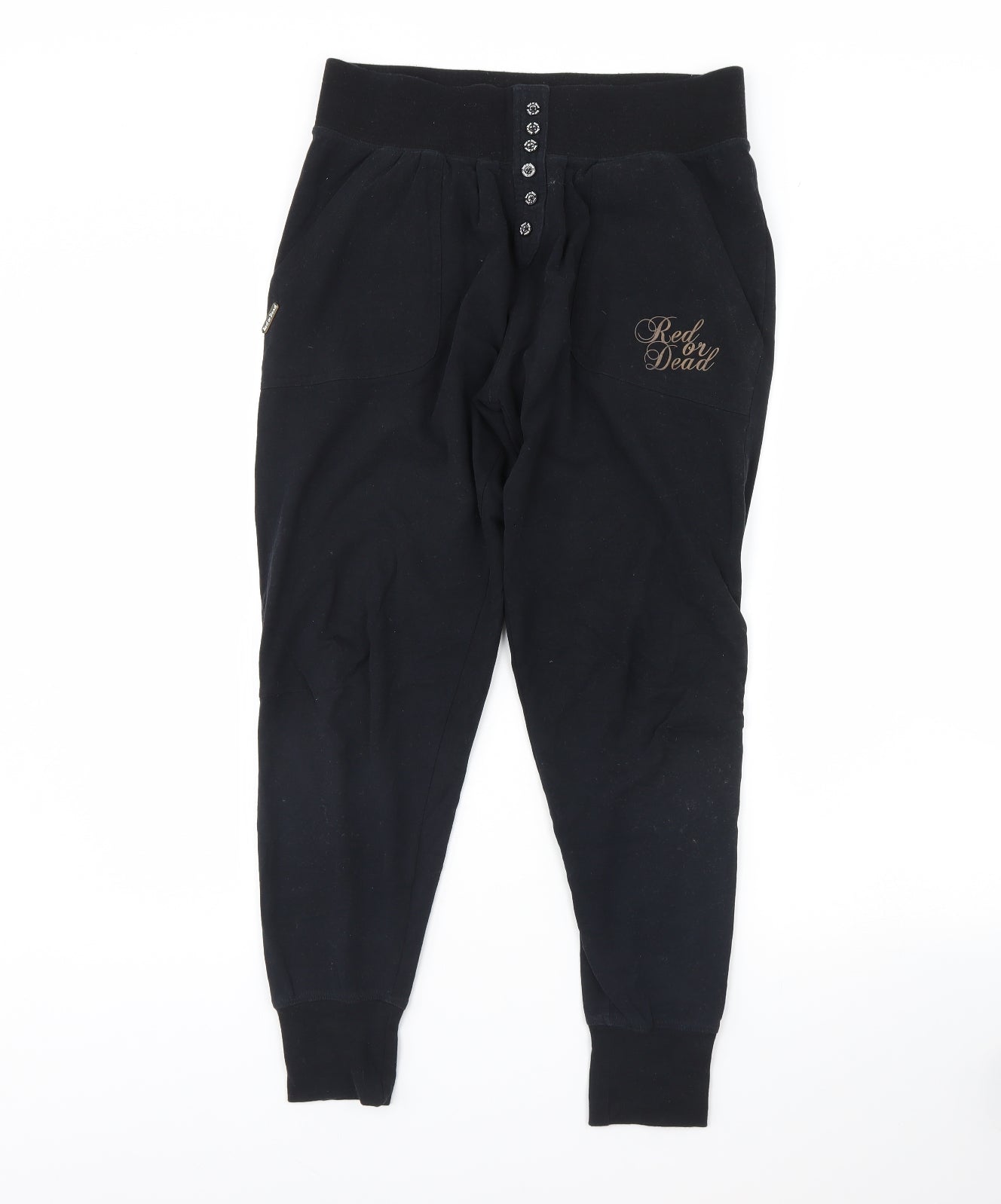 Red or Dead Womens Black   Trousers  Size 10 L27 in