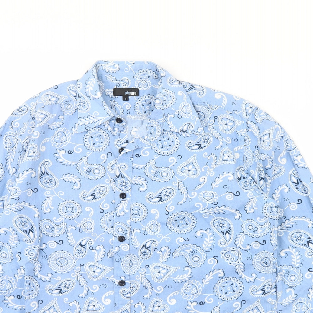 Peter werth  Mens Blue Fair Isle   Dress Shirt Size M
