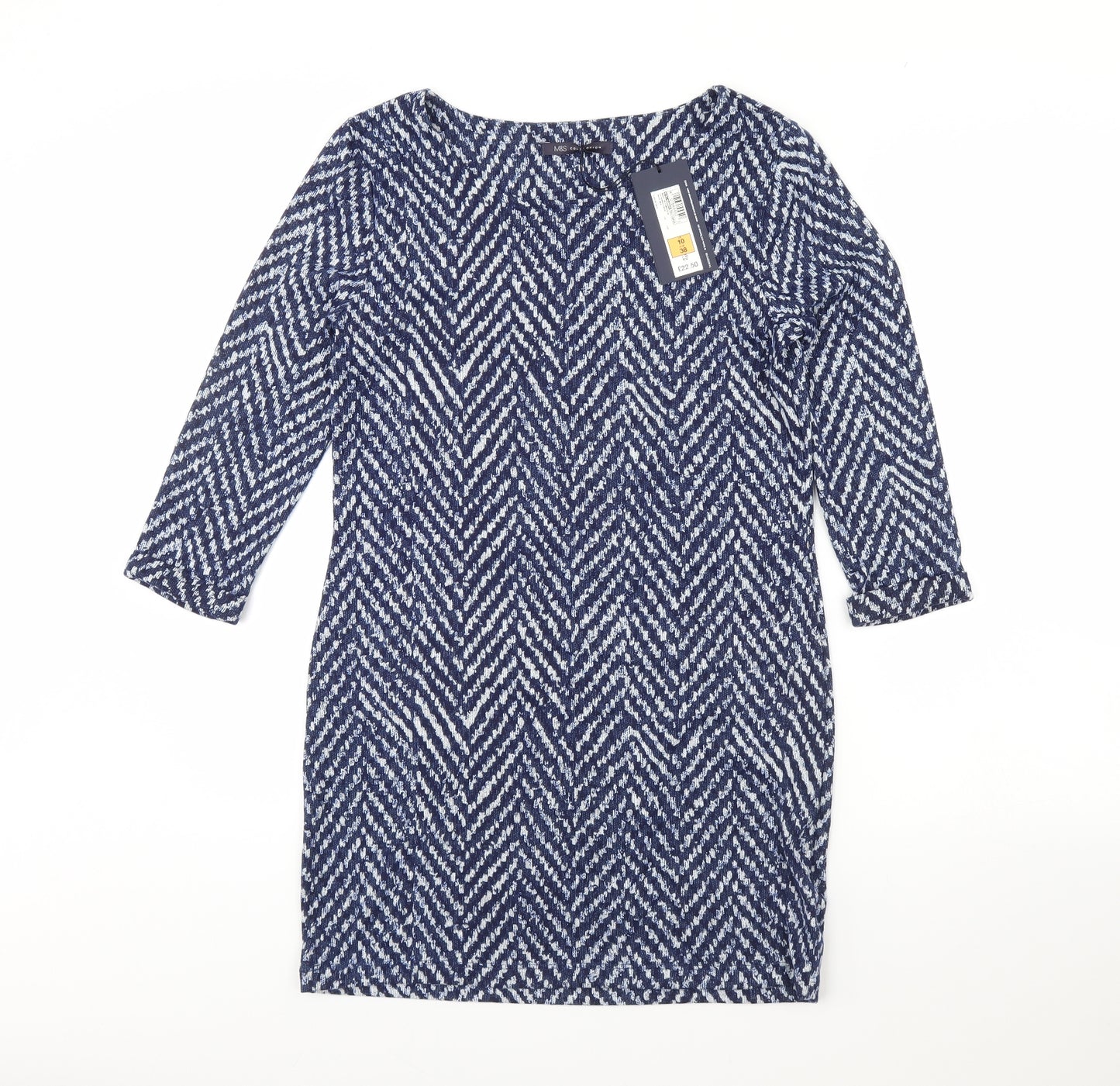 M&s Womens Blue Herringbone  Mini  Size 12