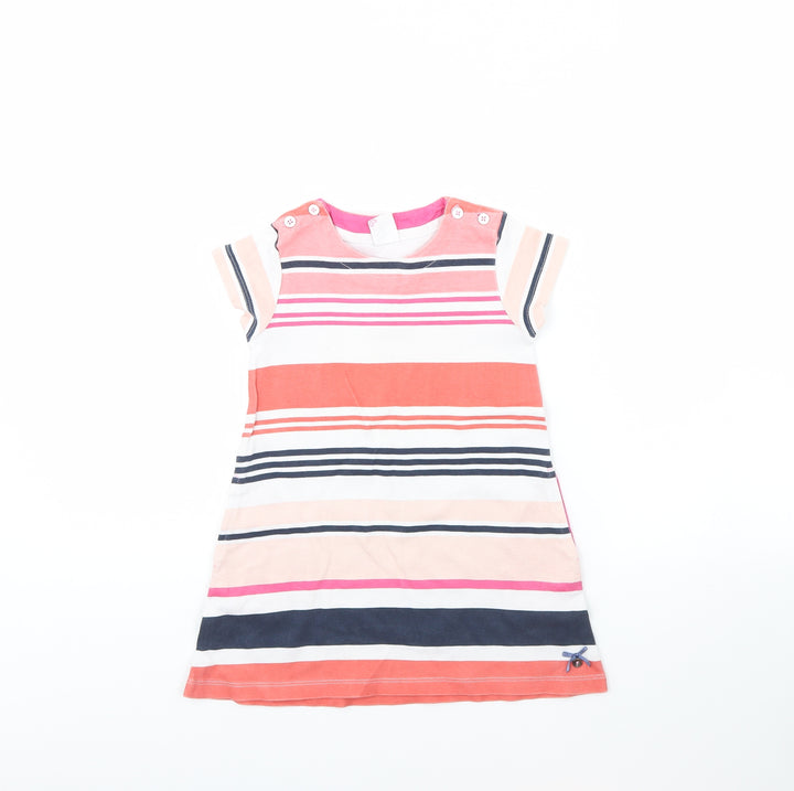 Max Girls White Striped  T-Shirt Dress  Size 5 Years