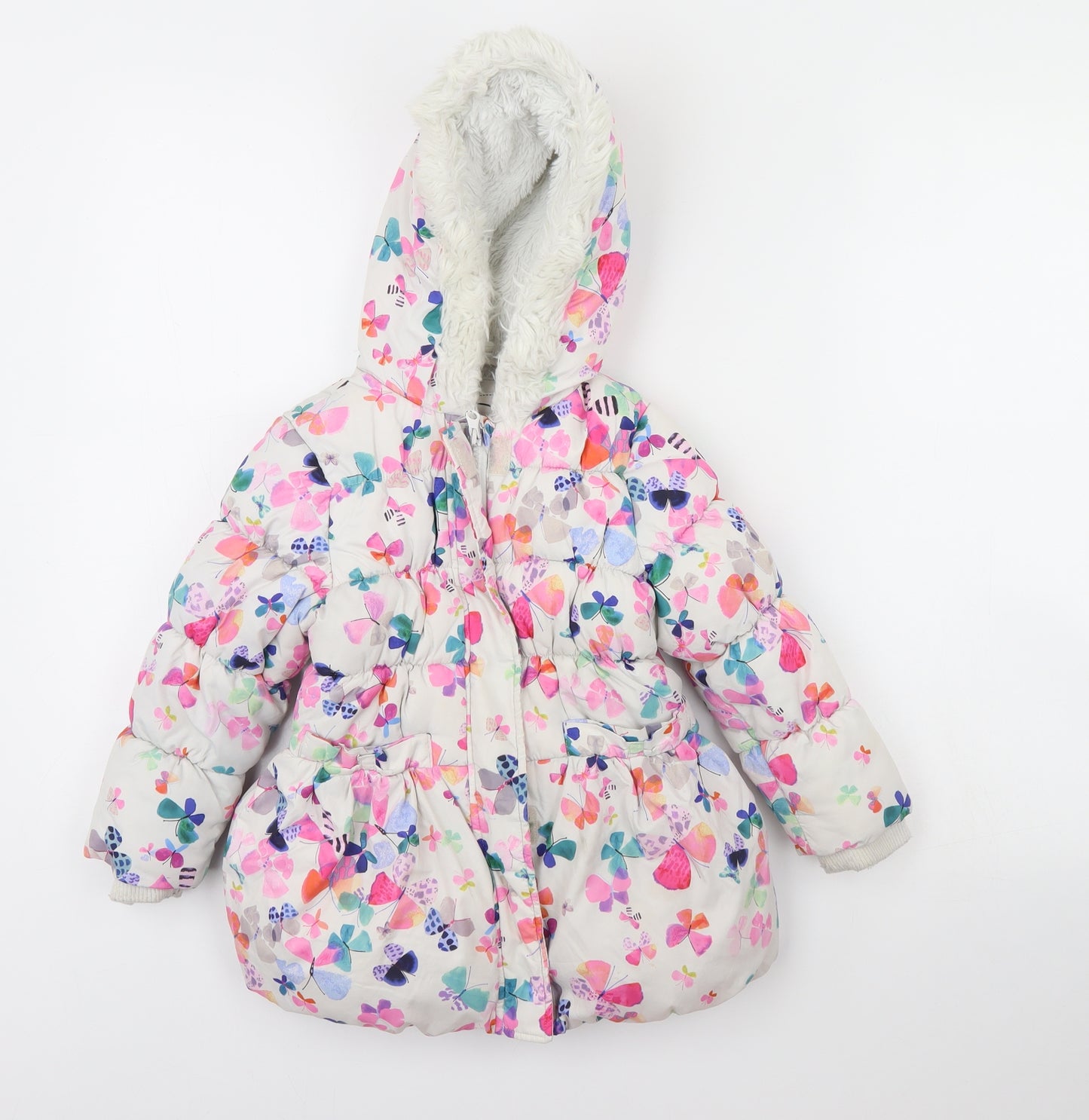 M&s Girls White Animal Print  Rain Coat Coat Size 3 Years