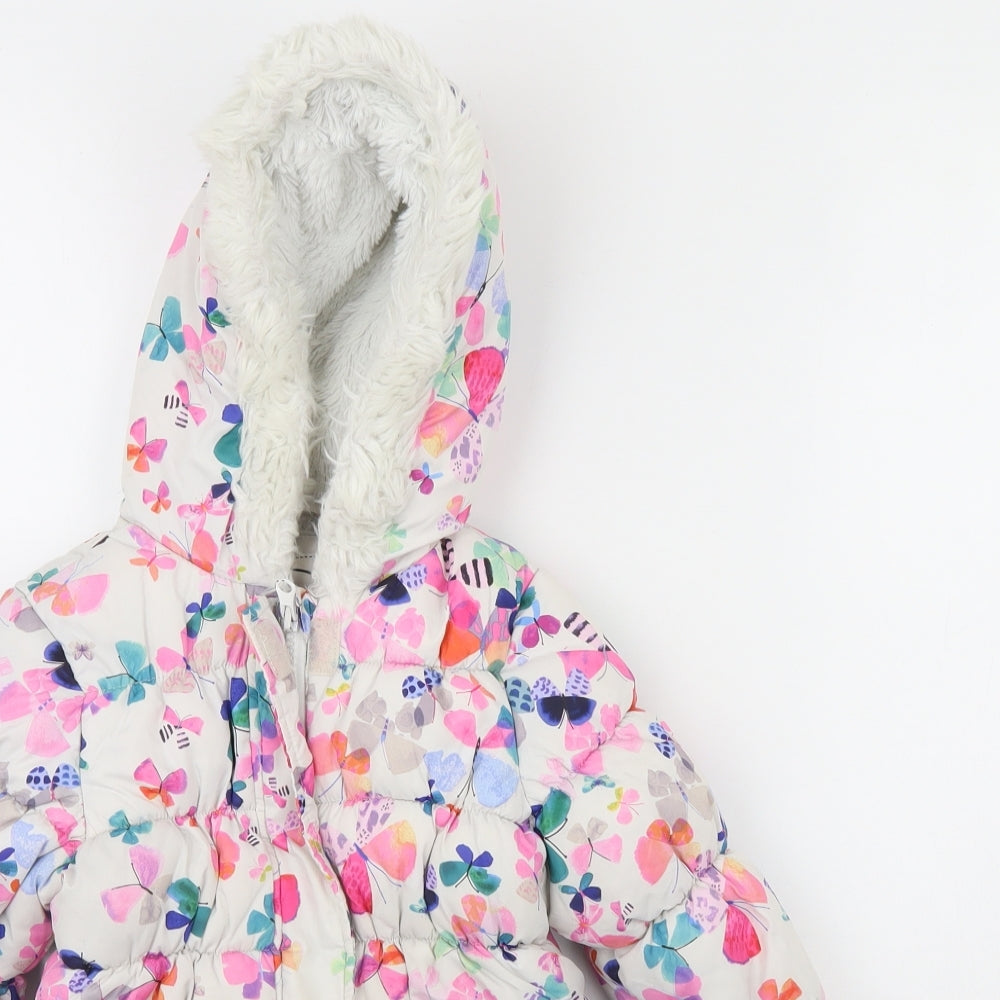 M&s Girls White Animal Print  Rain Coat Coat Size 3 Years