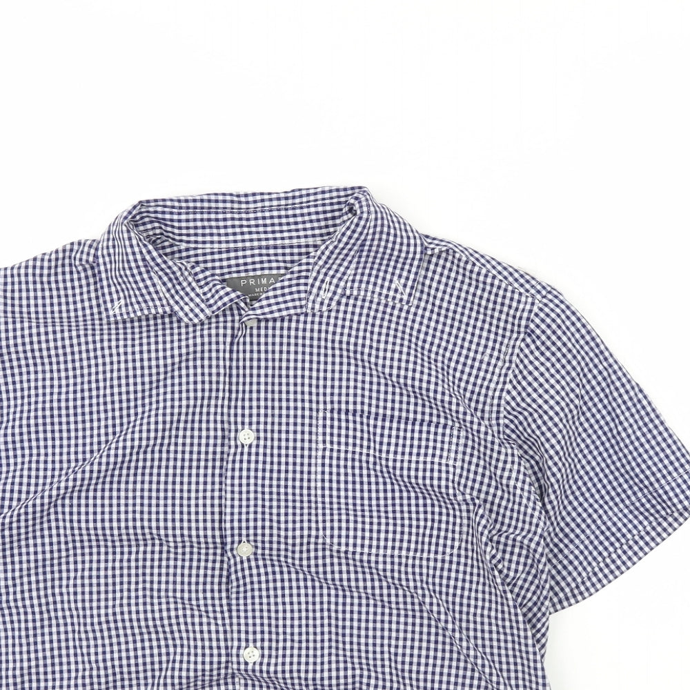 Primark Mens Blue Plaid   Dress Shirt Size M