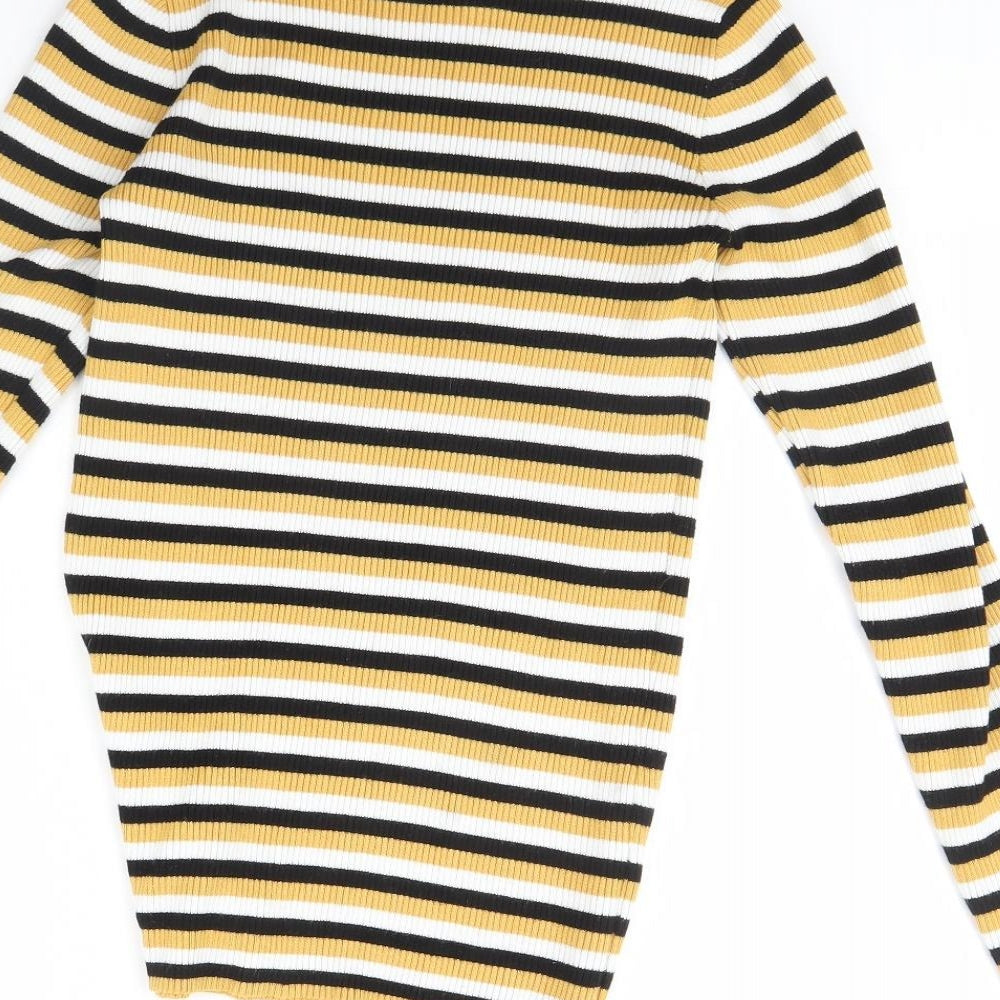 Primark Girls Yellow Striped  Pullover Jumper Size 14 Years