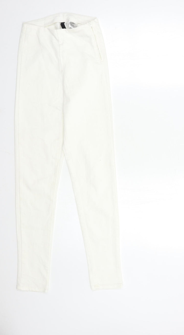 H&M Womens White Denim Skinny Jeans Size 6 L27 in